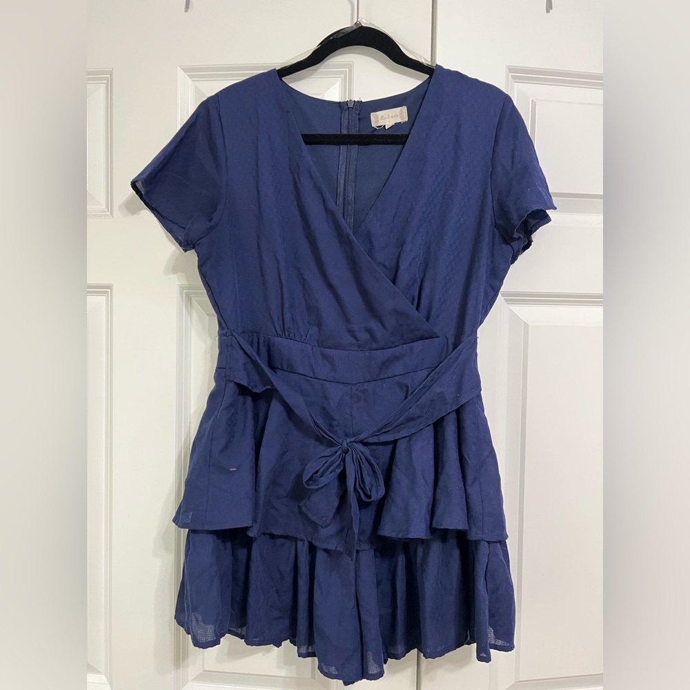 Altar’d State Navy Blue Ruffle Romper